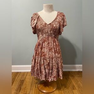 Angie smocked babydoll floral mini sundress size XS